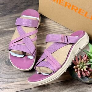 NIB Merrell District 4 Mendi Strappy Slide Comfort Sport Sandal Mauve Lavender